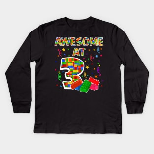 Birthday Gift For Kids 3 Years Old Building Blocks Kids Long Sleeve T-Shirt